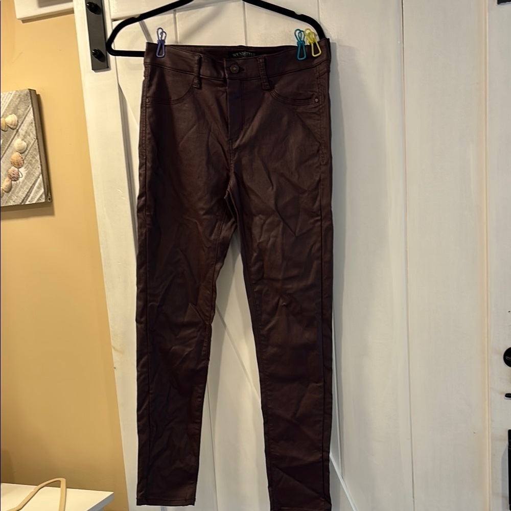 Sound/Style Mega Stretch vegan leather, soft, maroon pants, high waist size 8